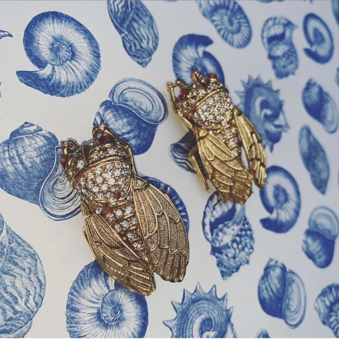 Ciner Cicada Gold Clip On Earrings