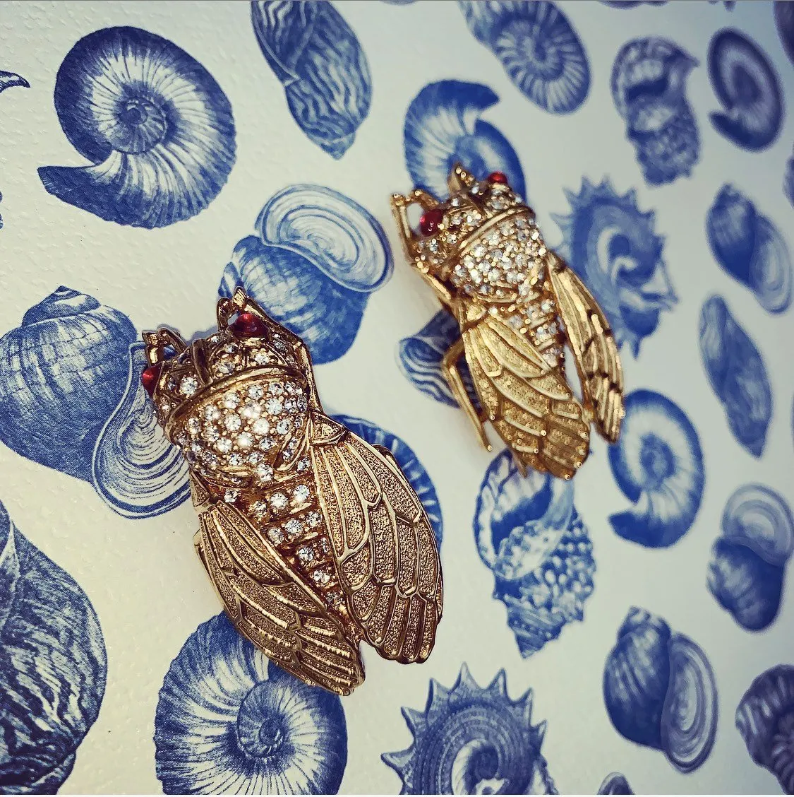 Ciner Cicada Gold Clip On Earrings
