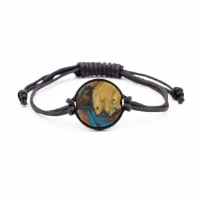 Circle Wood Resin Bracelet - Maud (Teal & Gold, 589471)
