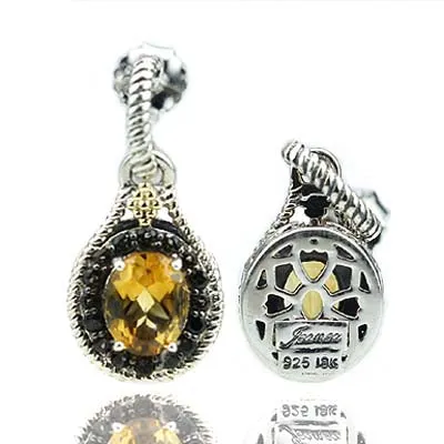 Citrine and Quartz Vintage Inspired Earrings #8192E-CT