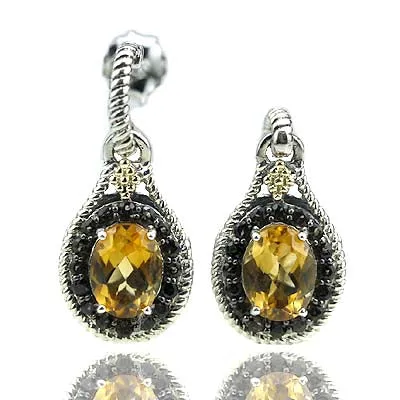 Citrine and Quartz Vintage Inspired Earrings #8192E-CT
