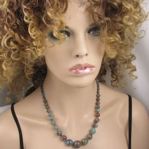 Classic Graduating Beaded Gemstone Necklace Rain Forest Jasper