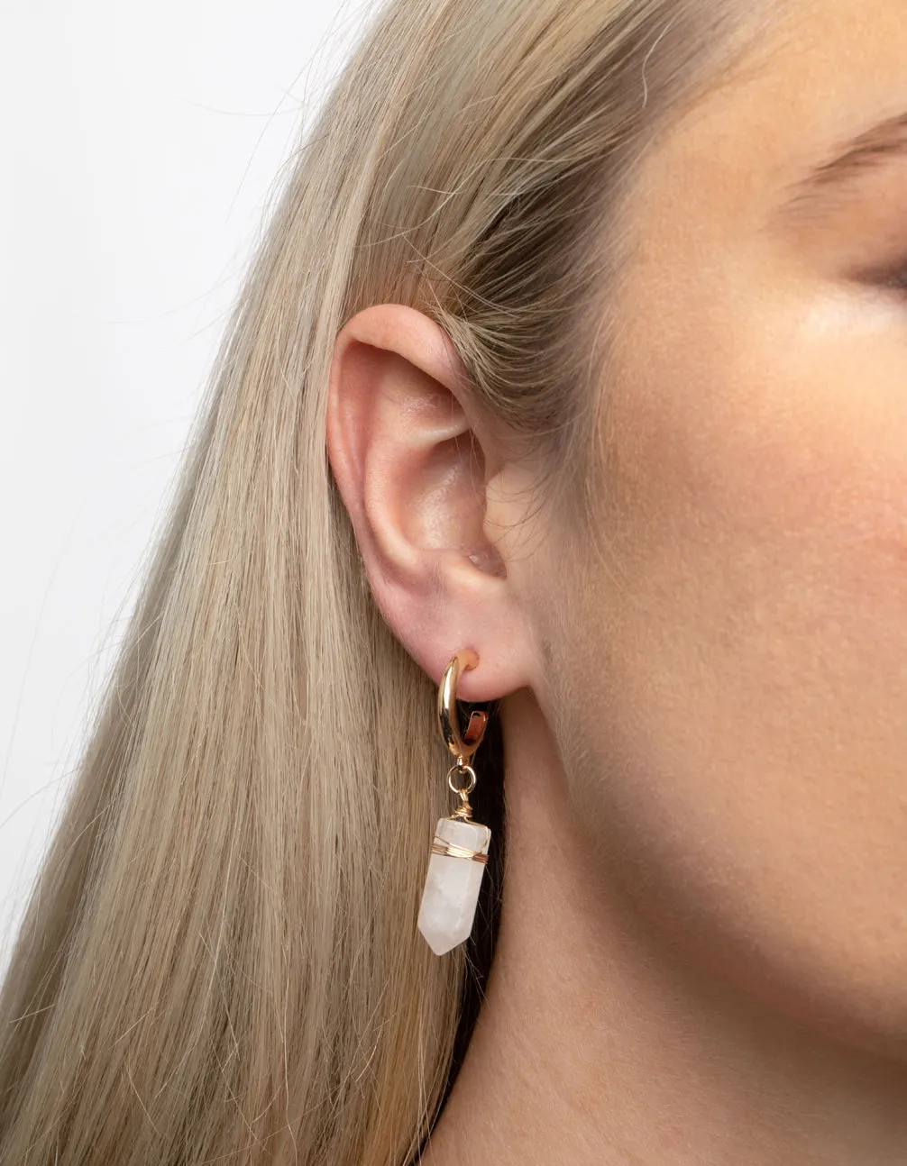 Clear Quartz Shard Hoop Earrings