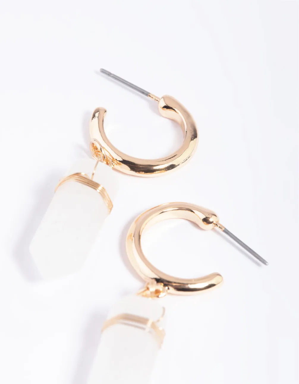 Clear Quartz Shard Hoop Earrings