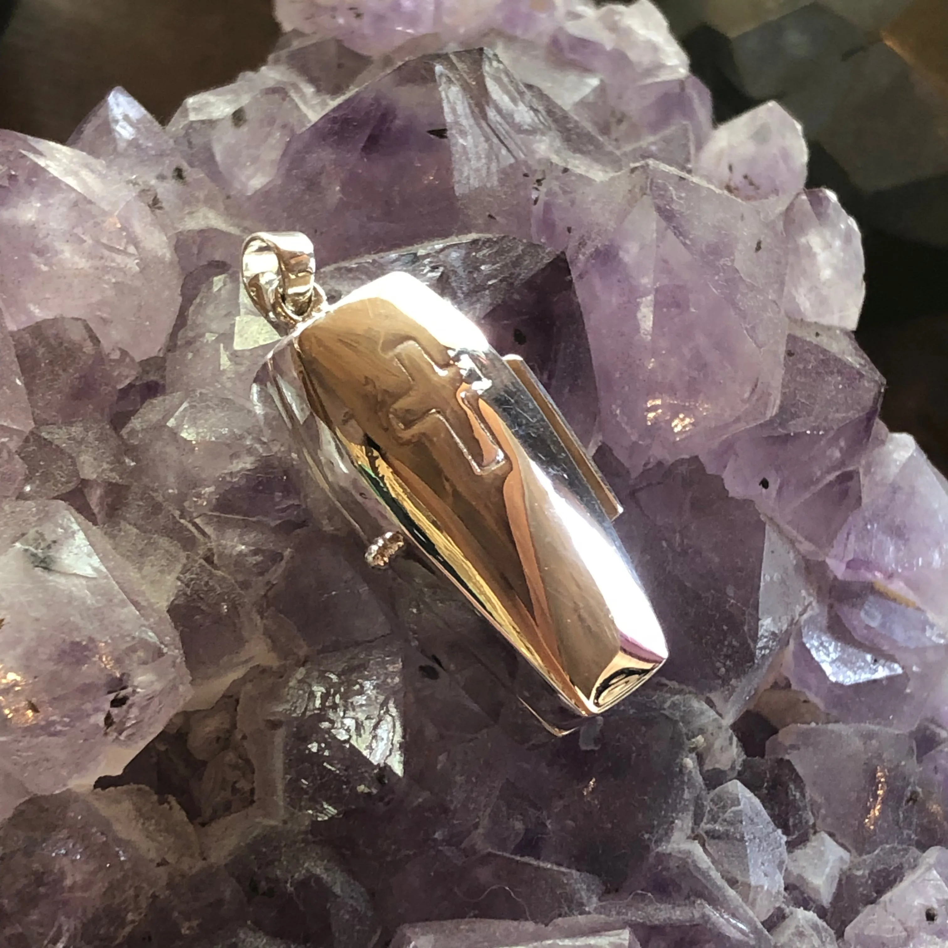 Coffin Locket Pendant - Sterling Silver - Poison
