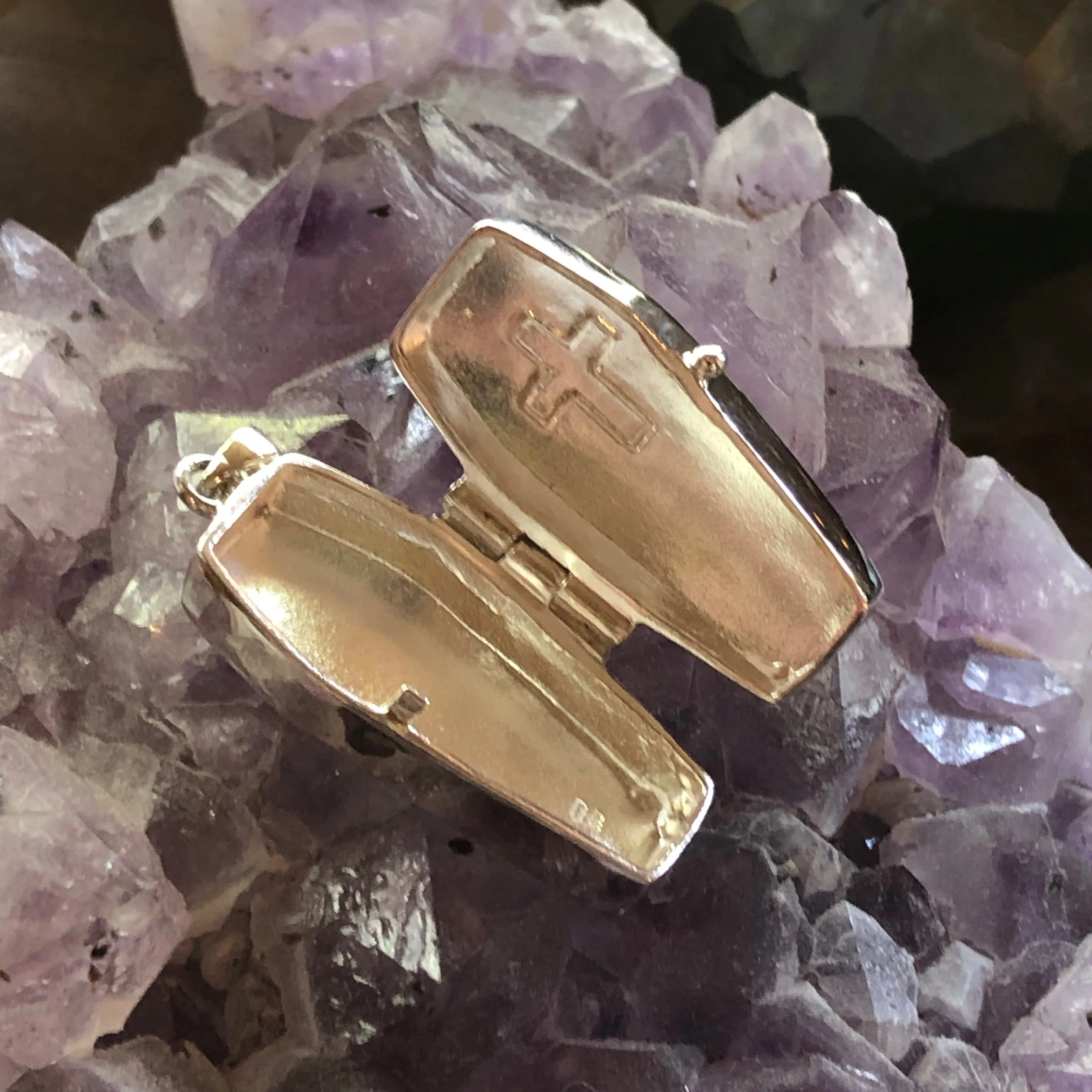Coffin Locket Pendant - Sterling Silver - Poison