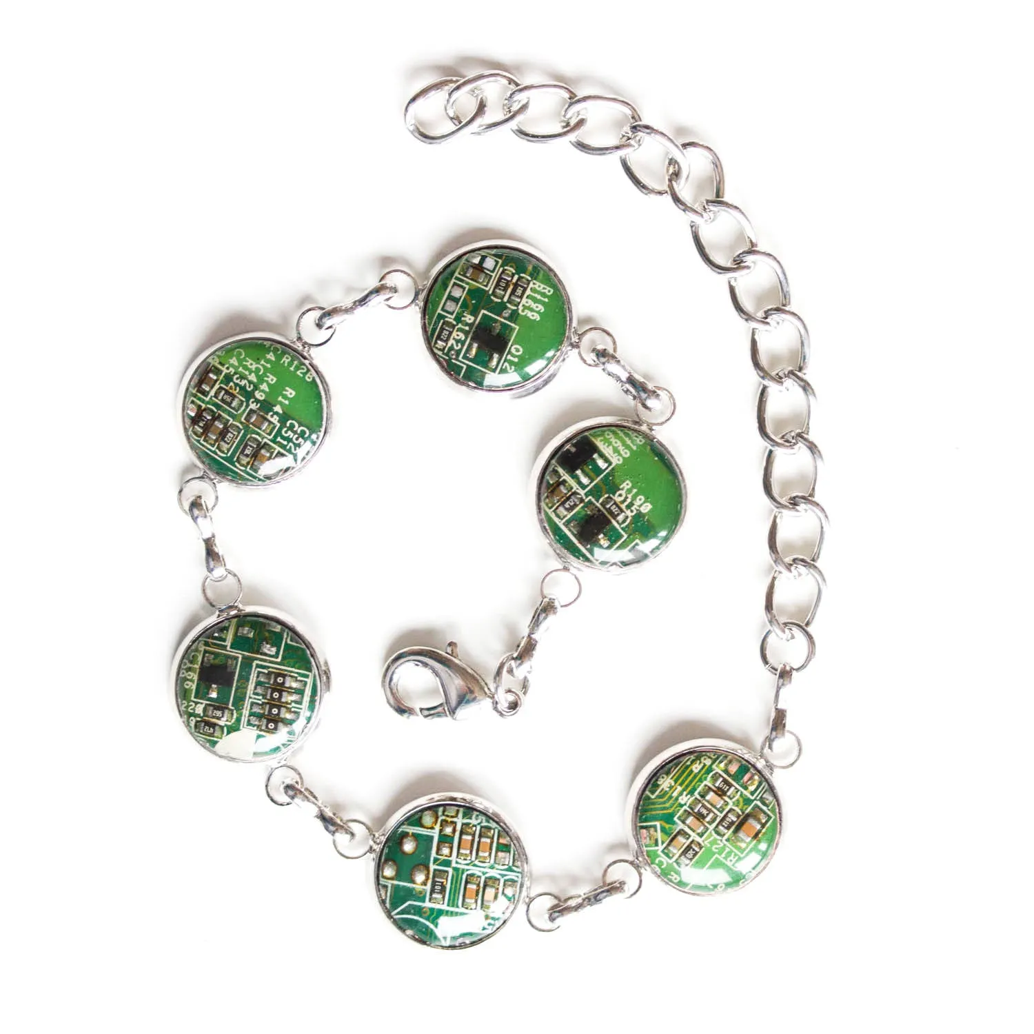 Colorful bracelet made with recycled circuit board, rainbow bracelet, unique jewelry