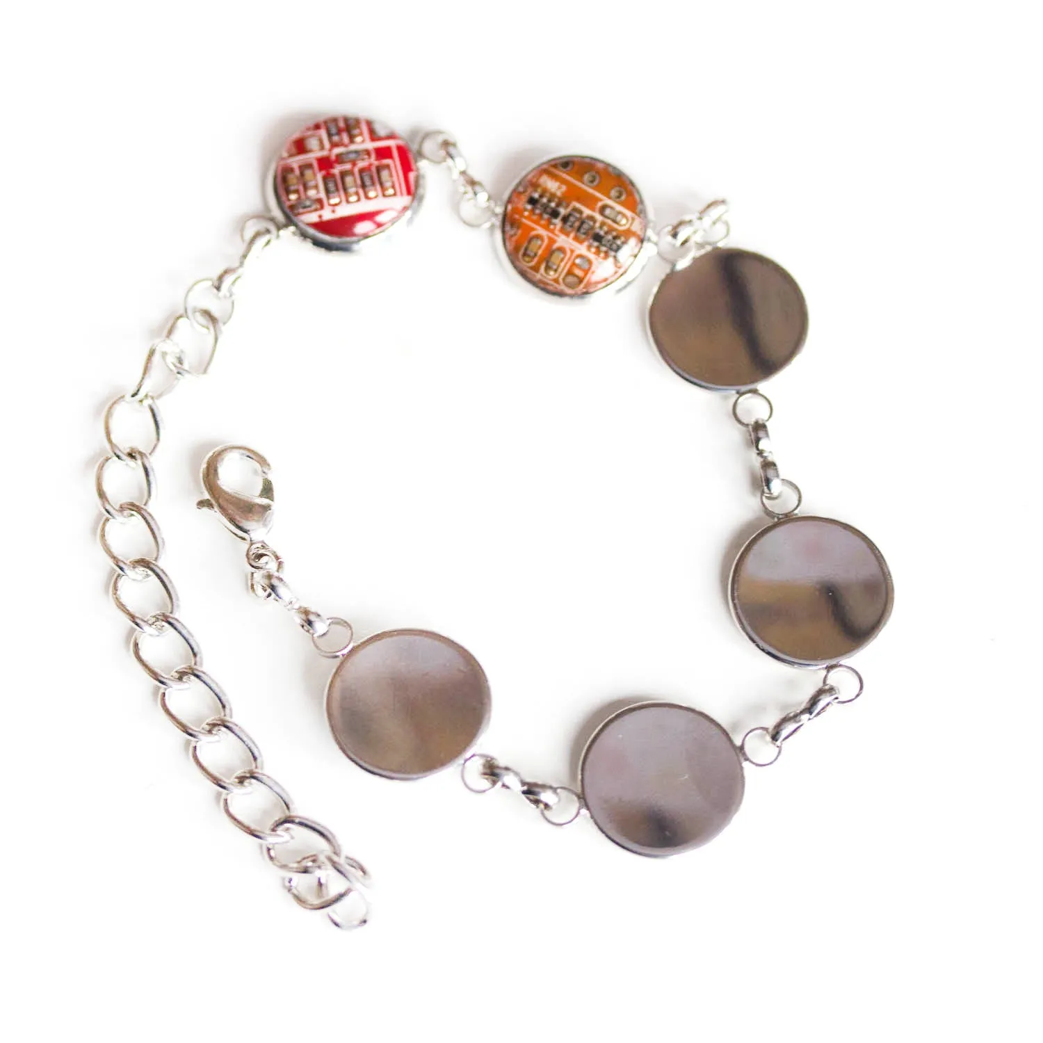 Colorful bracelet made with recycled circuit board, rainbow bracelet, unique jewelry