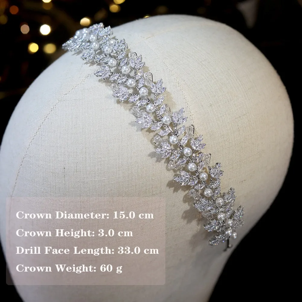 Crystal and Pearls Bridal Tiara-Wedding Crown or Quinceañera Hair Jewelry