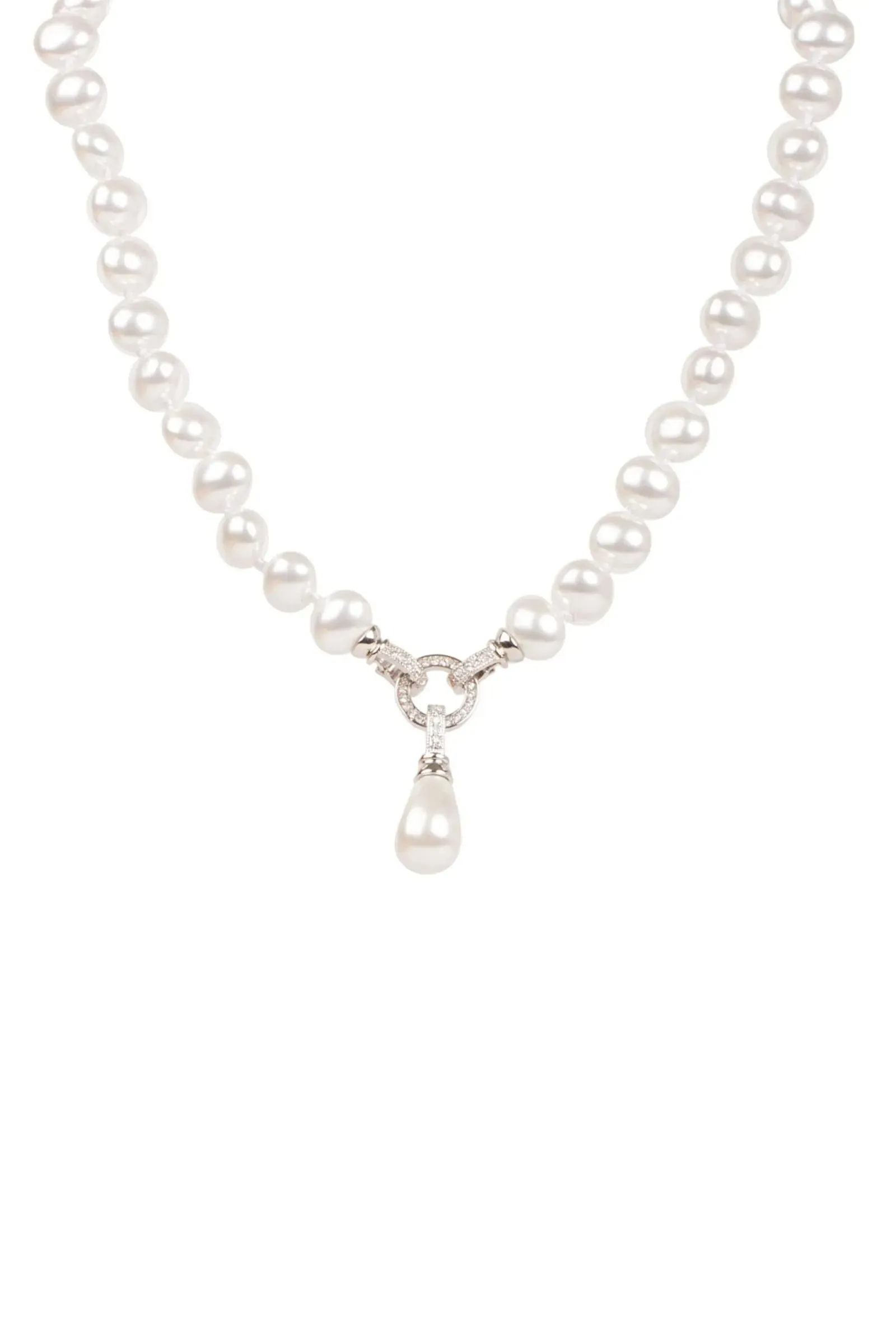 Crystal Pearl Dangle Necklace