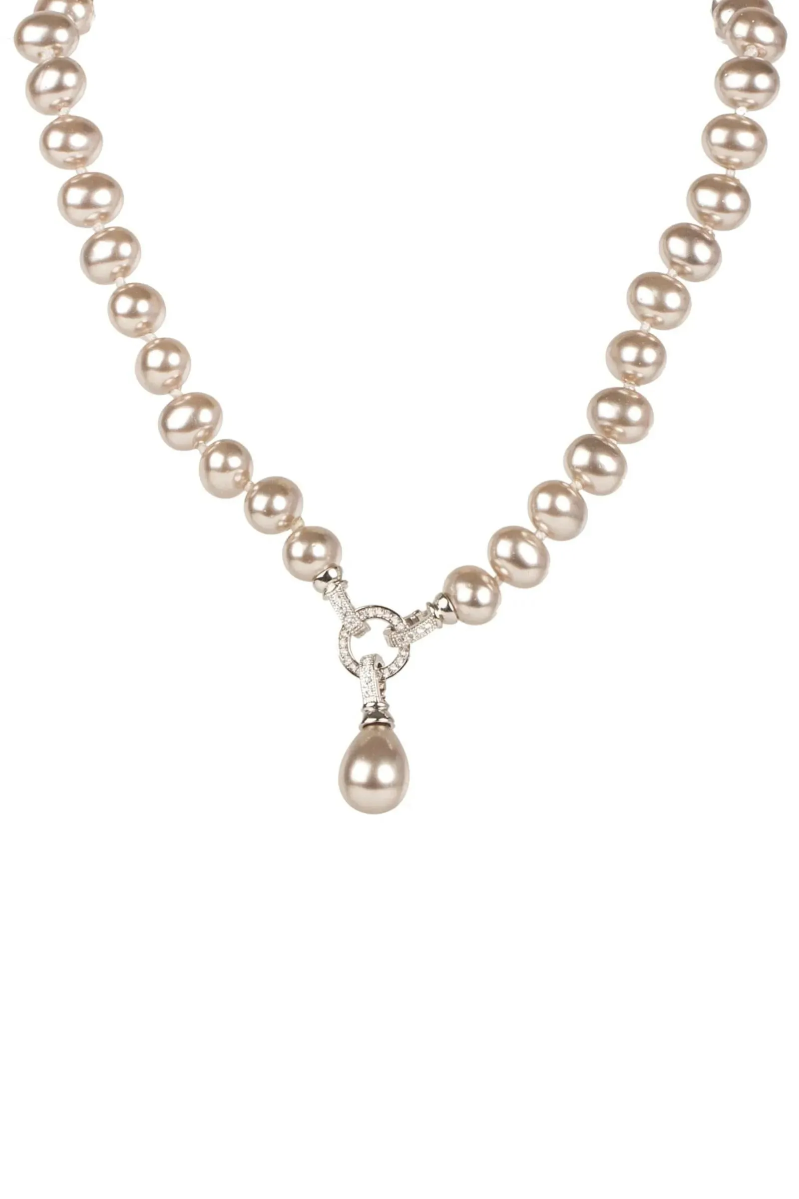 Crystal Pearl Dangle Necklace