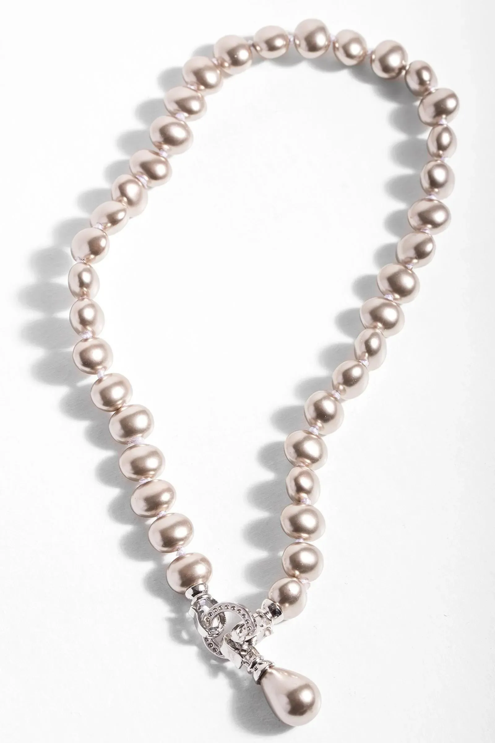 Crystal Pearl Dangle Necklace