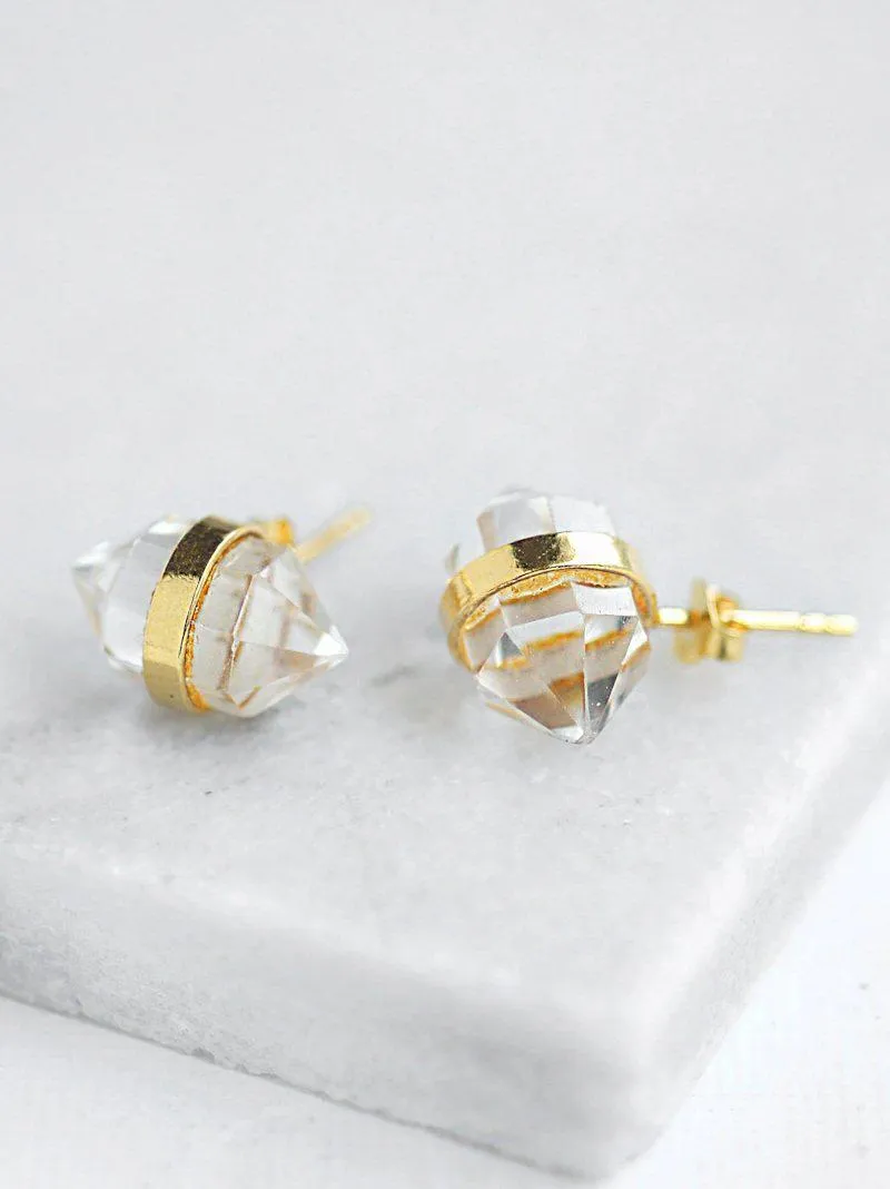 Crystal Point Earrings - Quartz - Gold or Silver
