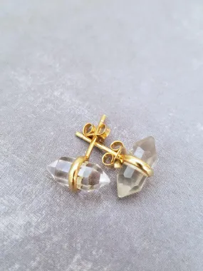 Crystal Point Earrings - Quartz - Gold or Silver