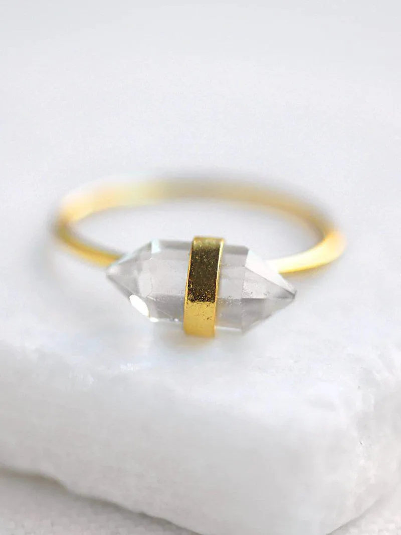 Crystal Point Earrings - Quartz - Gold or Silver