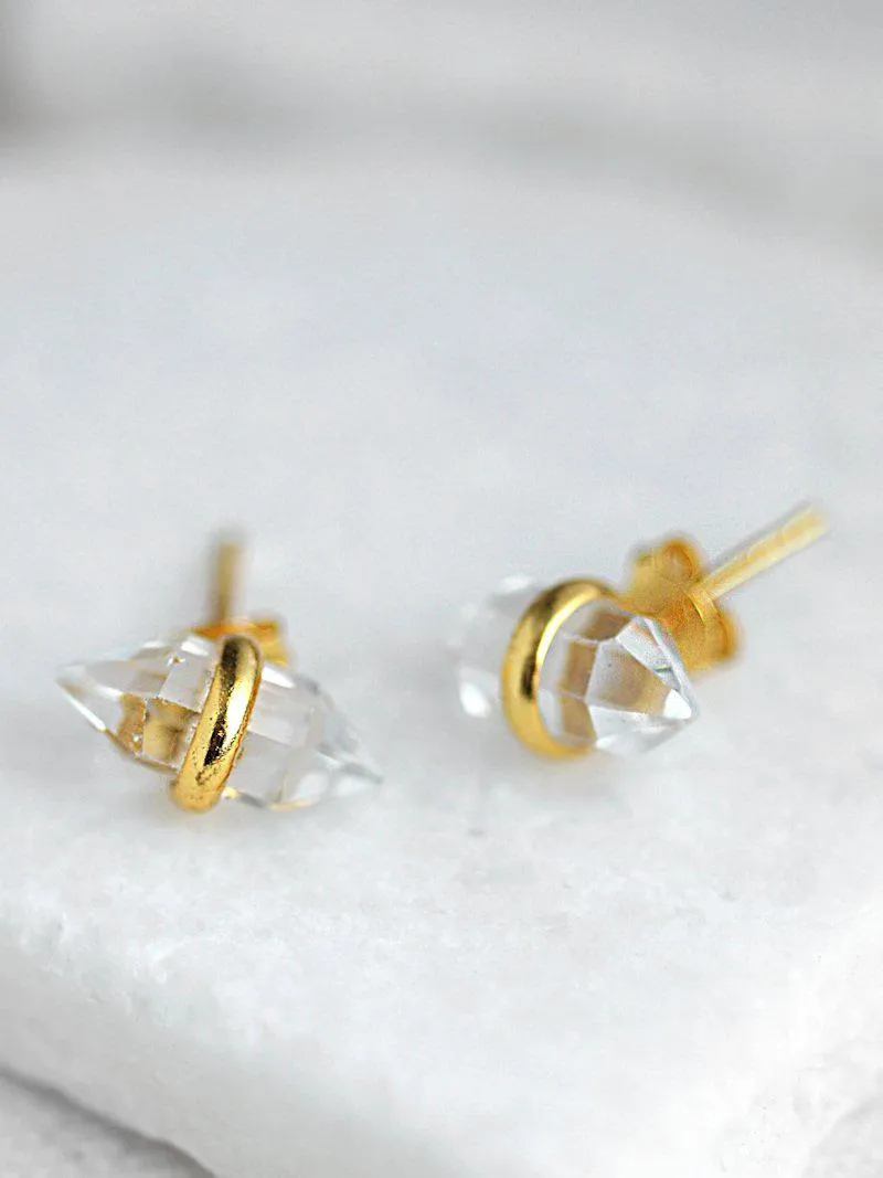 Crystal Point Earrings - Quartz - Gold or Silver