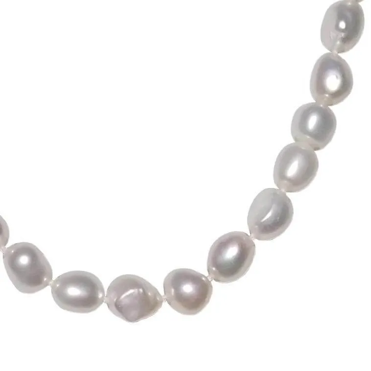 Cultured White Baroque Pearl Necklace