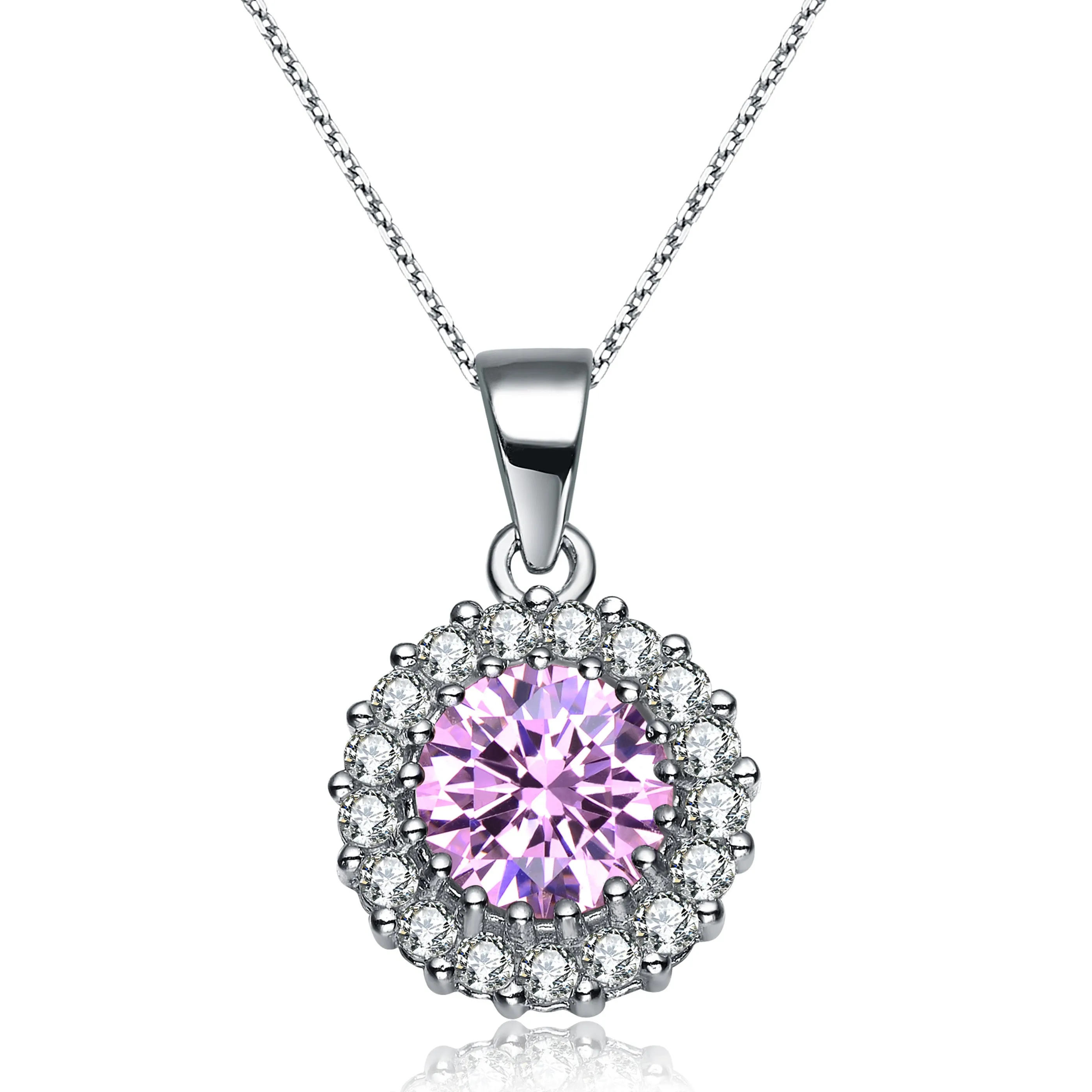 Cz .925 Sterling Silver Round Pendant