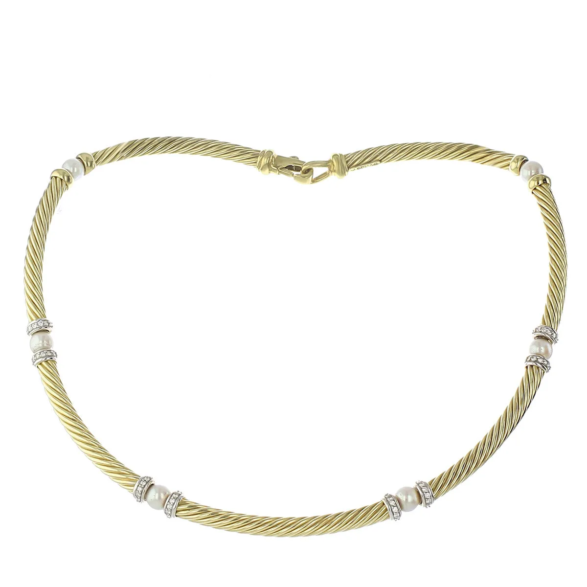 David Yurman Cultured Pearl and Diamond Collar