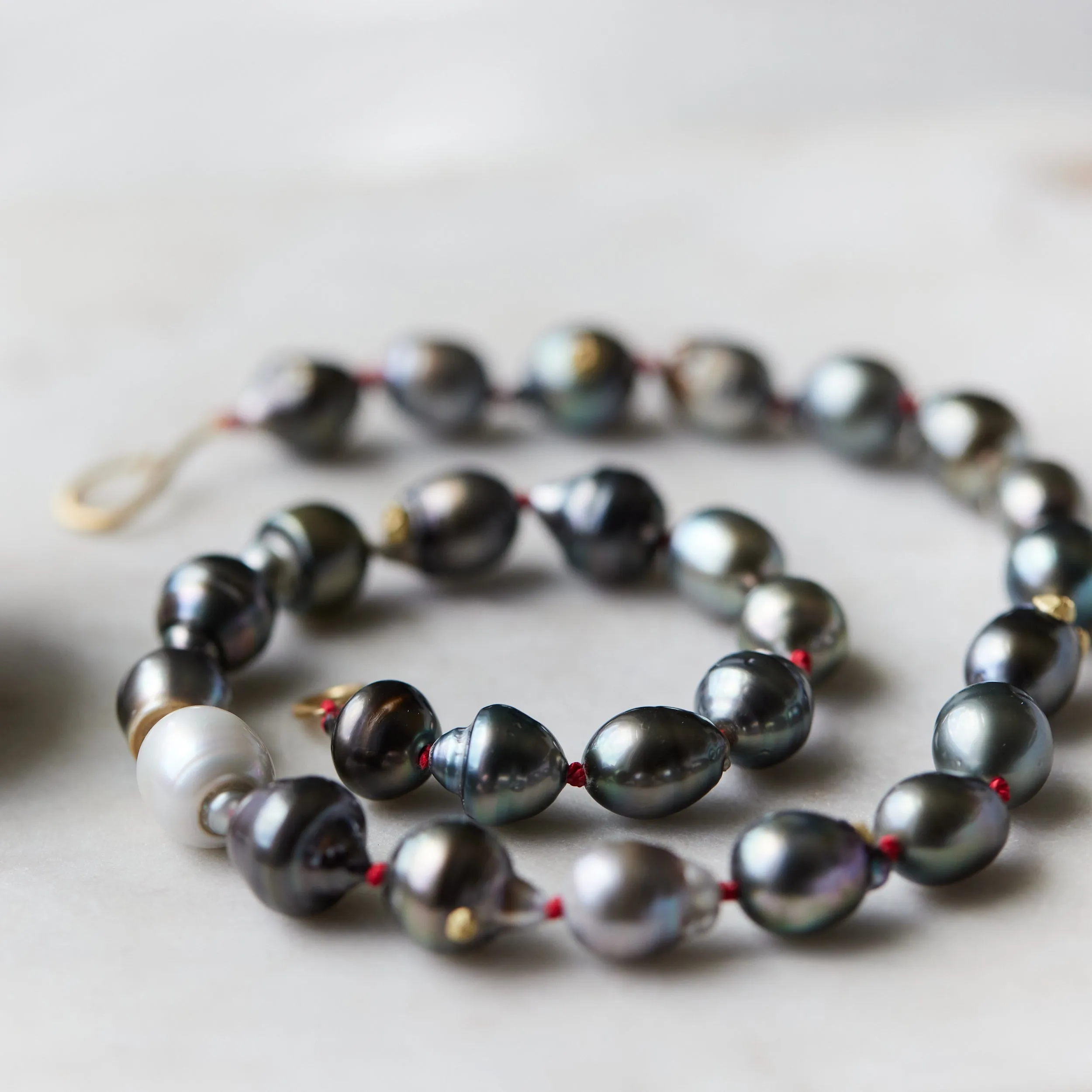 Dawn Grey Tahitian Pearl Ruthie B. Necklace with Barnacles