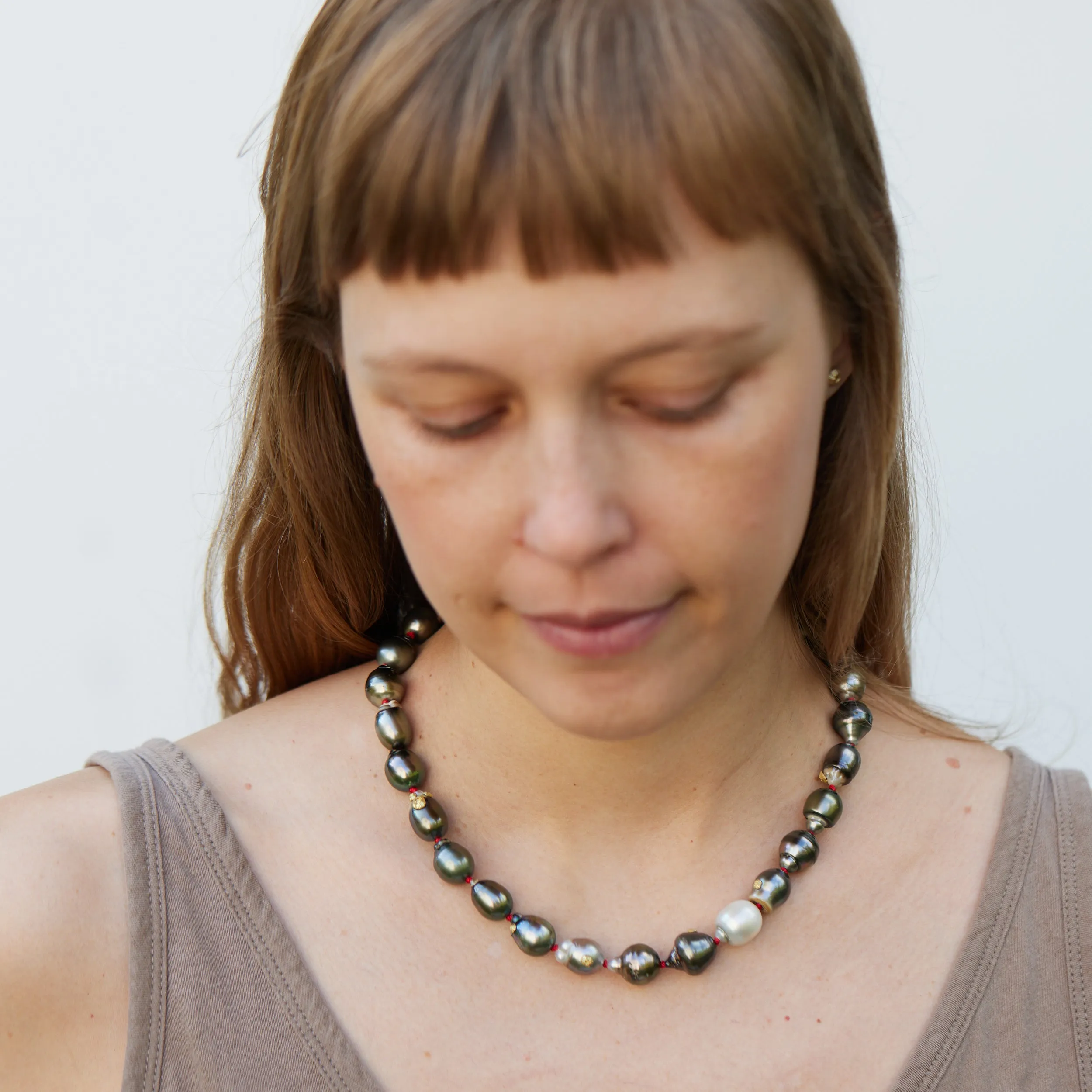 Dawn Grey Tahitian Pearl Ruthie B. Necklace with Barnacles