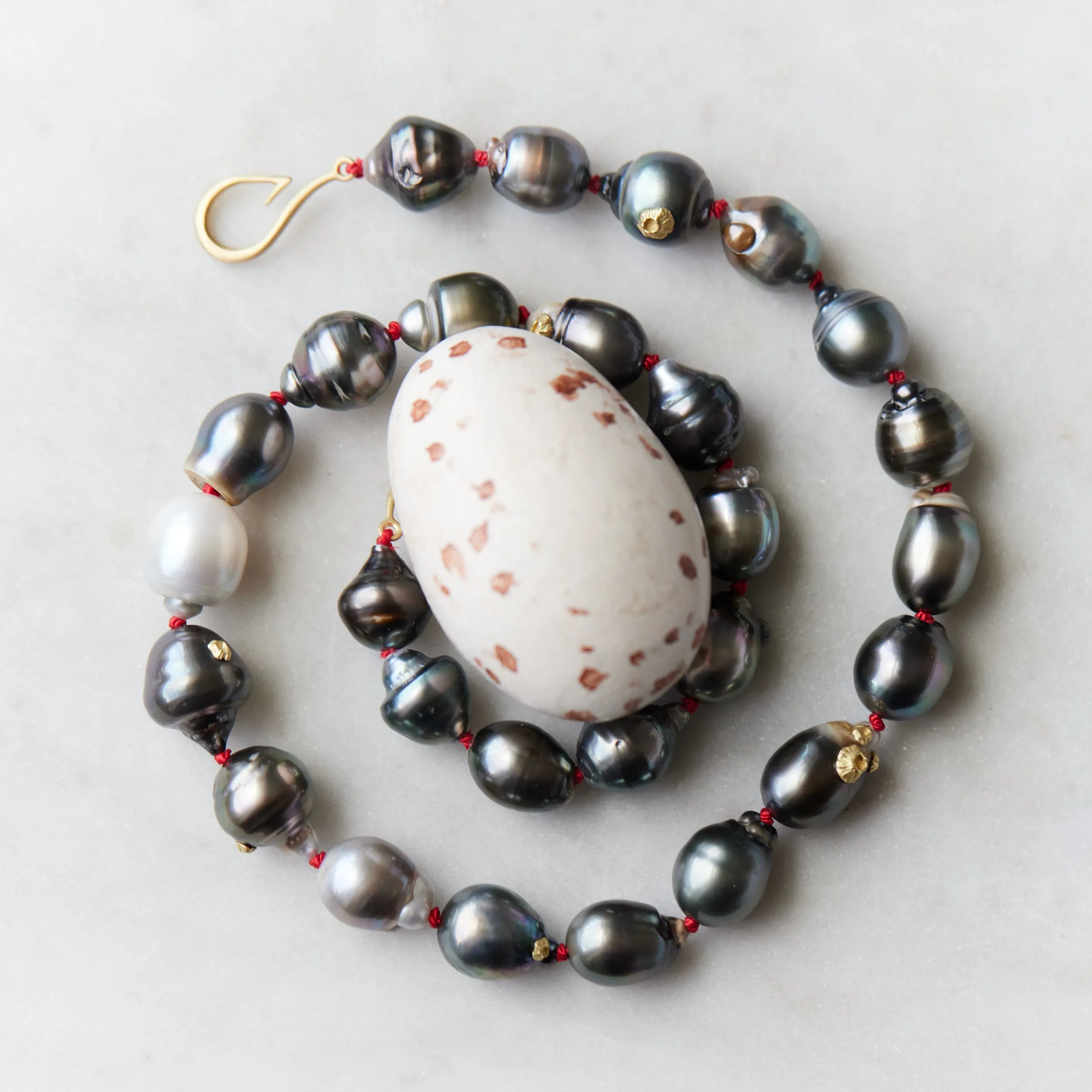 Dawn Grey Tahitian Pearl Ruthie B. Necklace with Barnacles