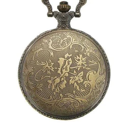 DEFFRUN XHB02 Owl Pattern Chain Quartz Pocket Watch