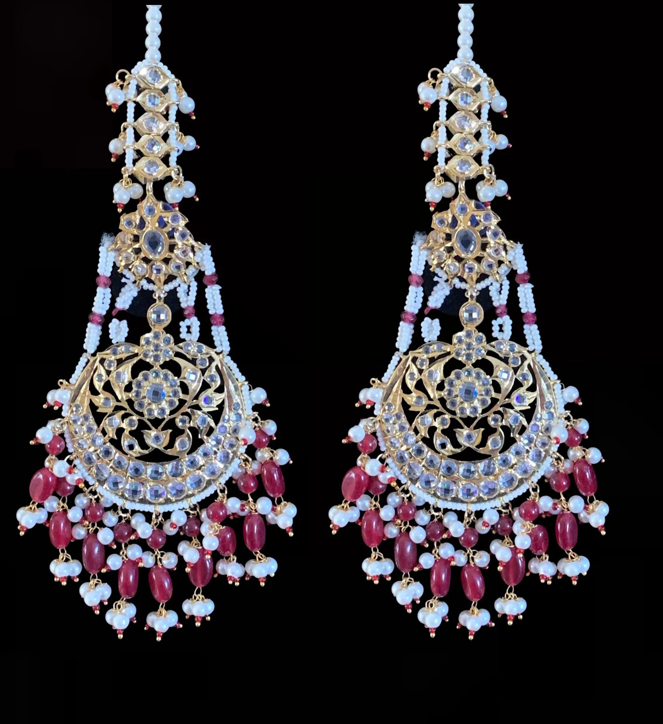 DER171  Romana ruby  statement jhoomar earrings ( READY TO SHIP )