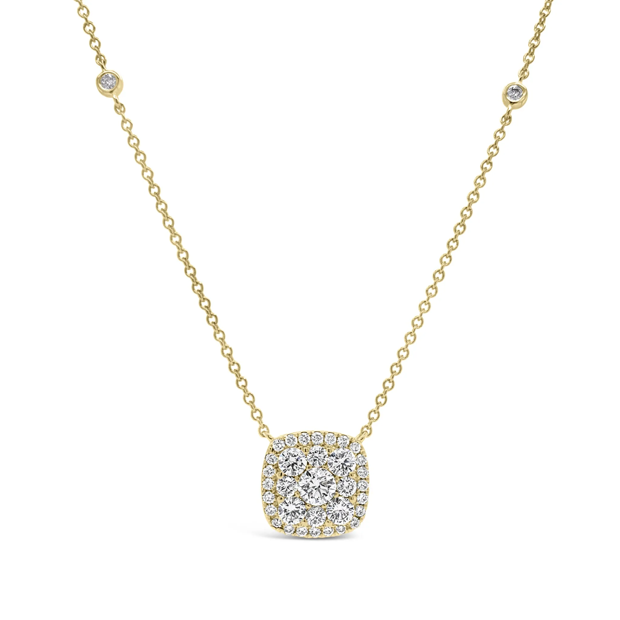 Diamond Cushion Pendant Necklace