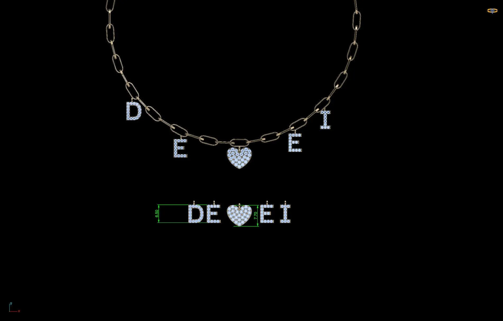 Diamond initial and heart family necklace