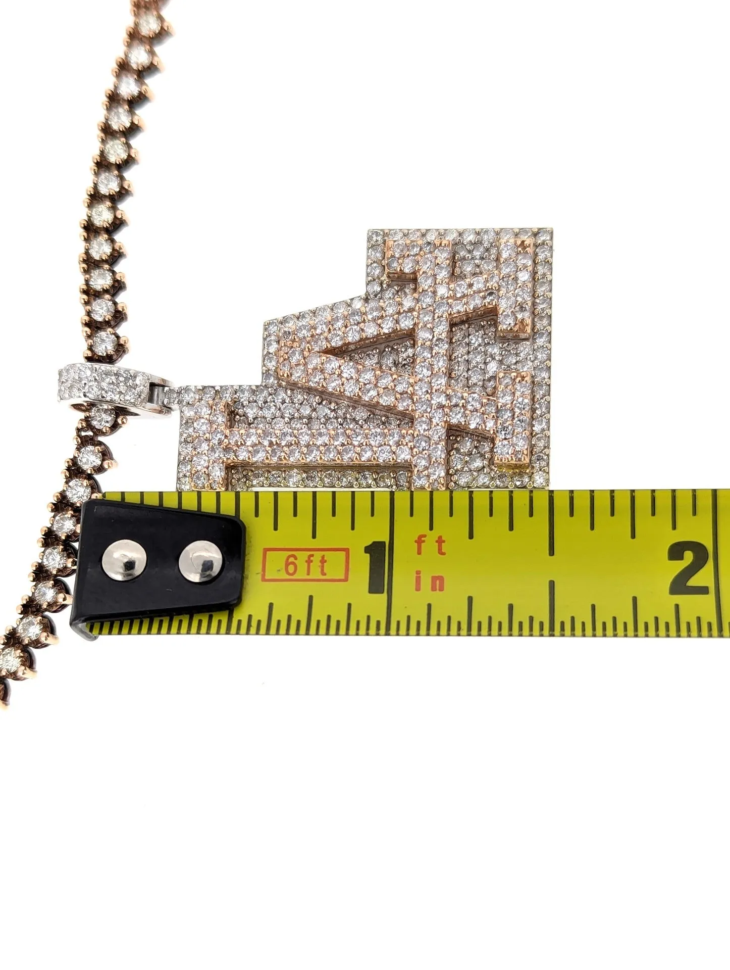 Diamond L.A. Dodgers Logo Pendant Necklace 14k Rose Gold