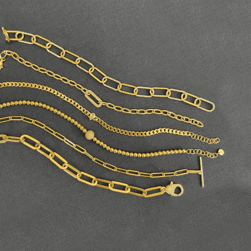 Diamond Paper Clip Chain Toggle Bracelet