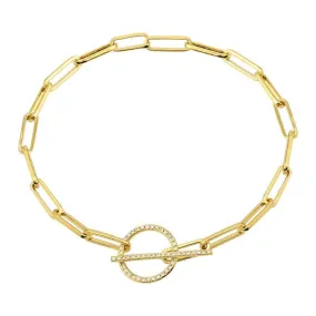 Diamond Paper Clip Chain Toggle Bracelet