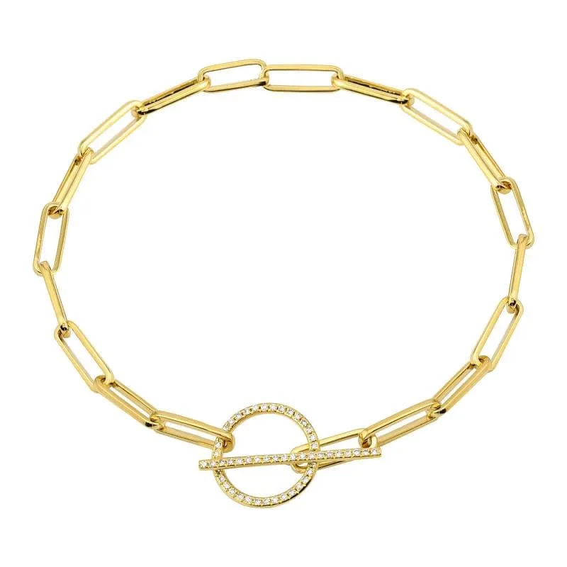 Diamond Paper Clip Chain Toggle Bracelet