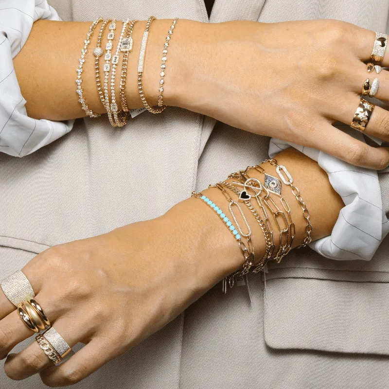 Diamond Paper Clip Chain Toggle Bracelet