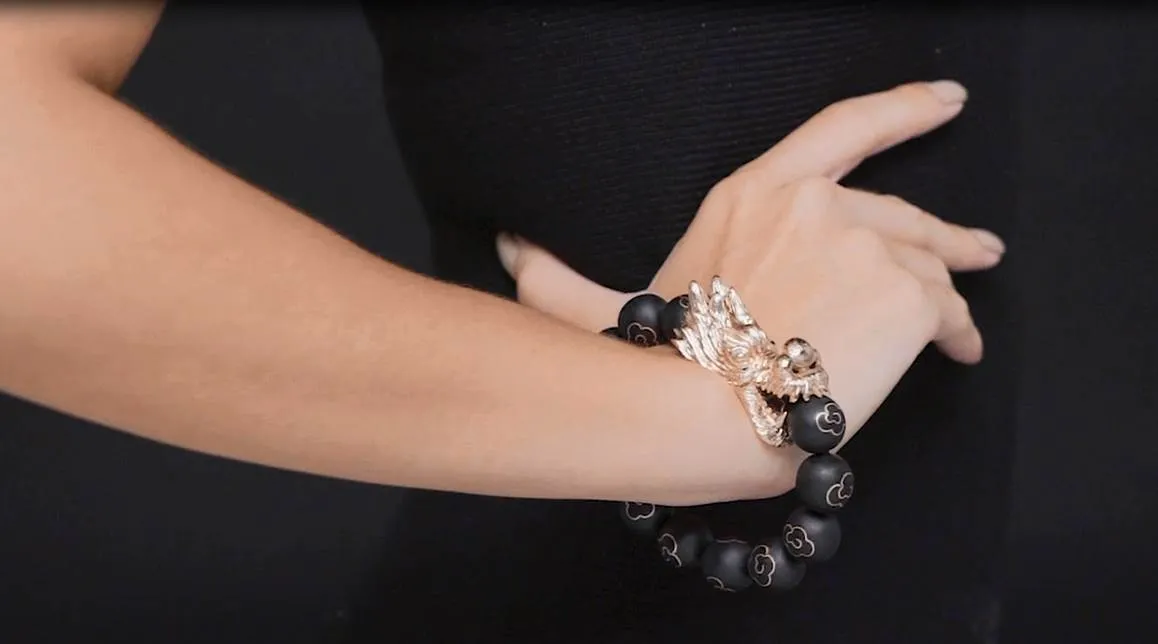 Dragon Bracelet with Gold Inlaid Beads