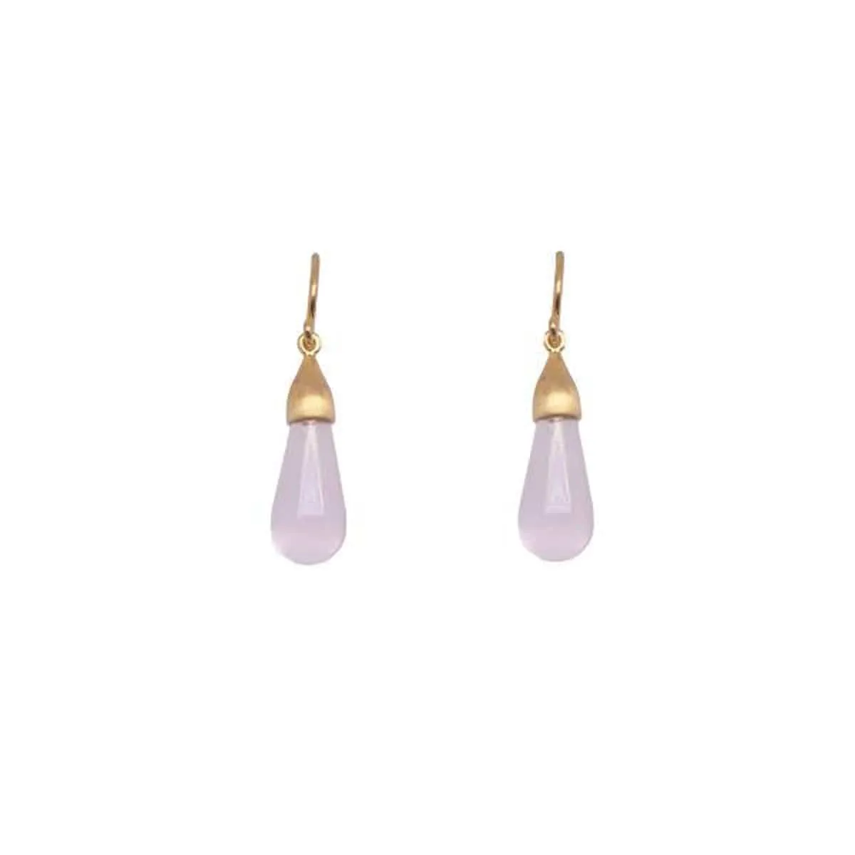 Drop Cabochon Rose Quartz Earrings