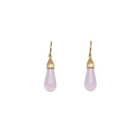 Drop Cabochon Rose Quartz Earrings