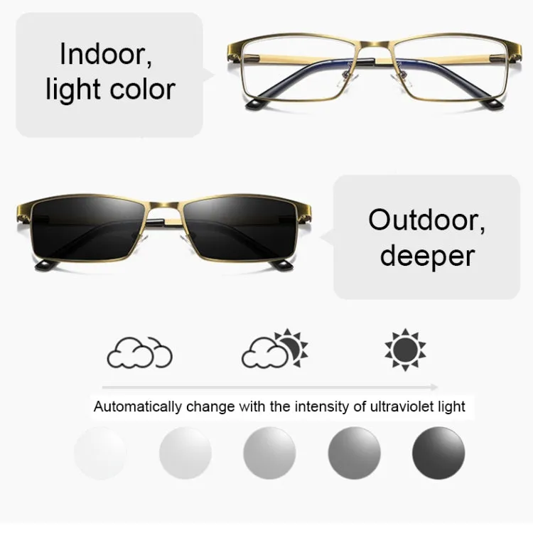 Dual-purpose Photochromic Presbyopic Glasses,  1.00D(Gold)
