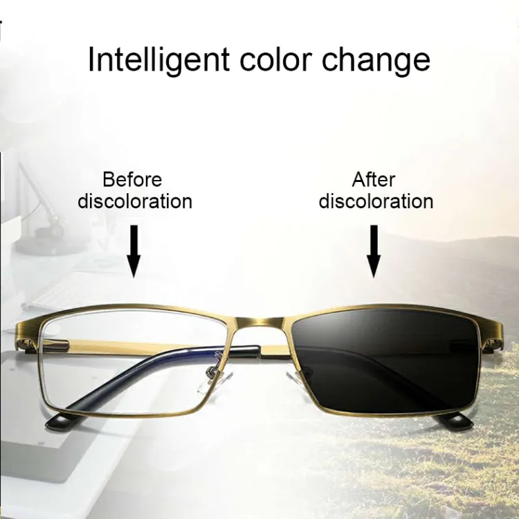 Dual-purpose Photochromic Presbyopic Glasses,  1.00D(Gold)