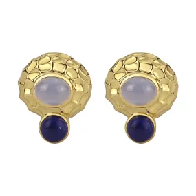 Earrings- Chalcedony And Lapis Lazuli