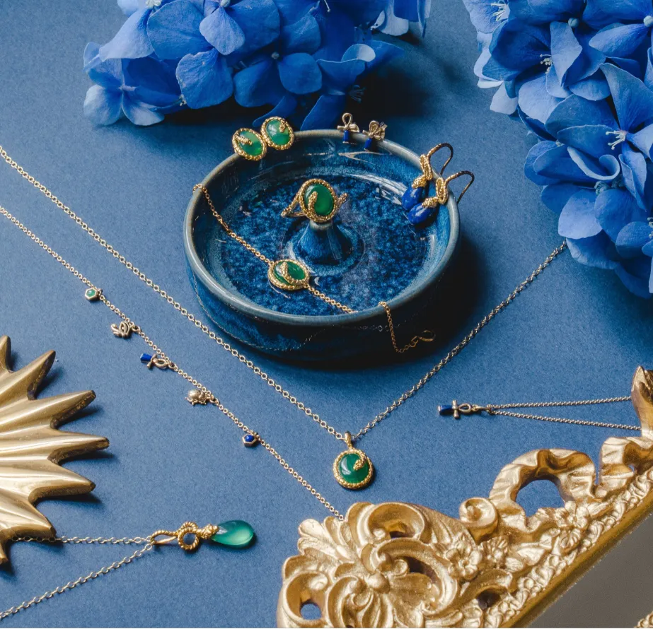 ECFEW™ 'The Ruler' Lapis Lazuli Gewundene Schlangen Tropfen Ohrringe