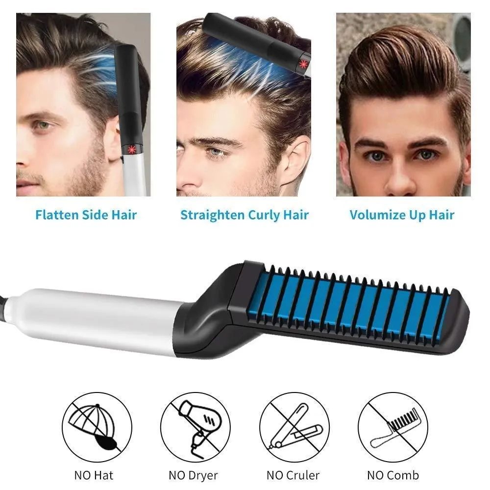 Electric Beard Straightener for Men - Professional Quick Styling Comb for Frizz-Free Beard