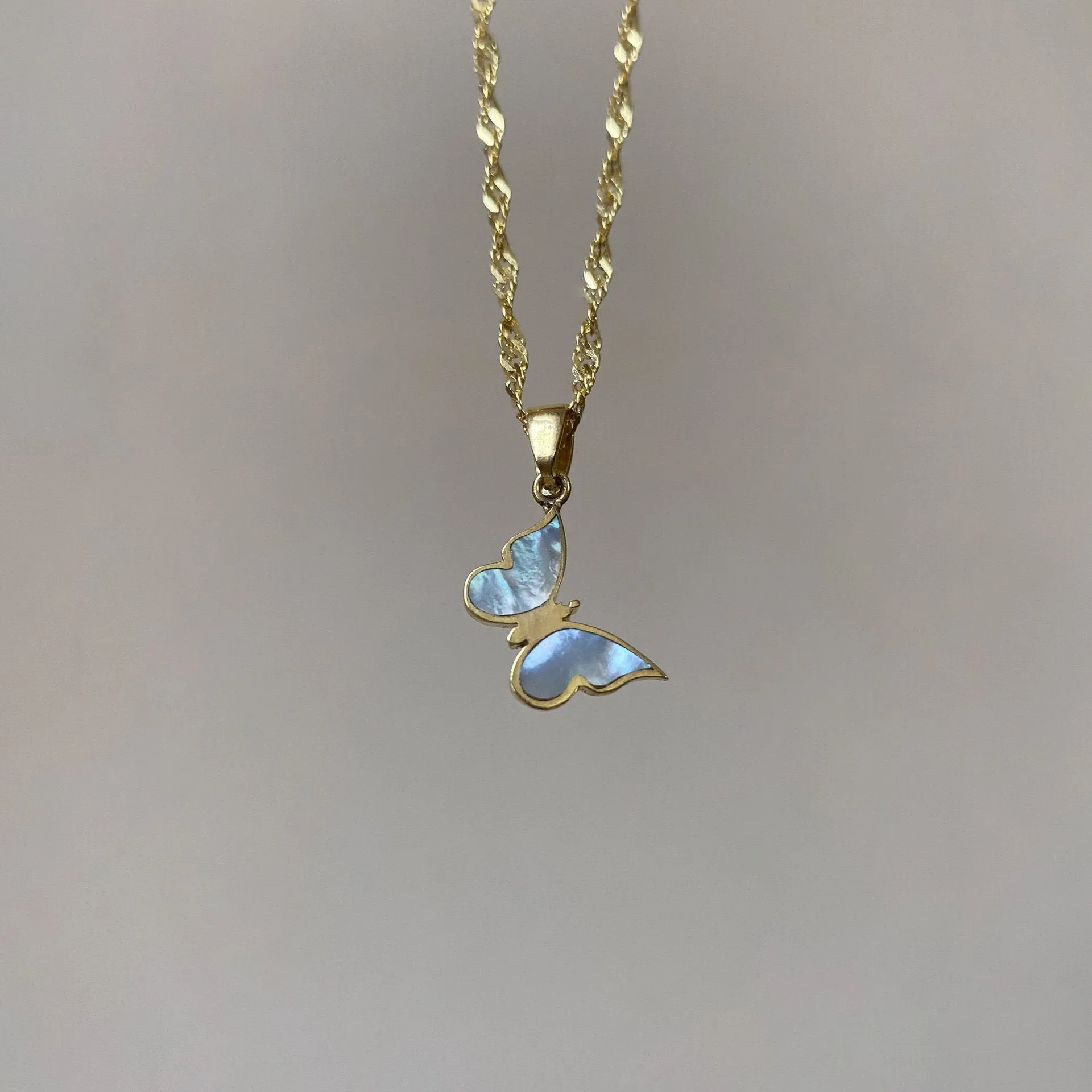 Electroplated 18K Golde Butterfly Necklace Women Clavicle Chain