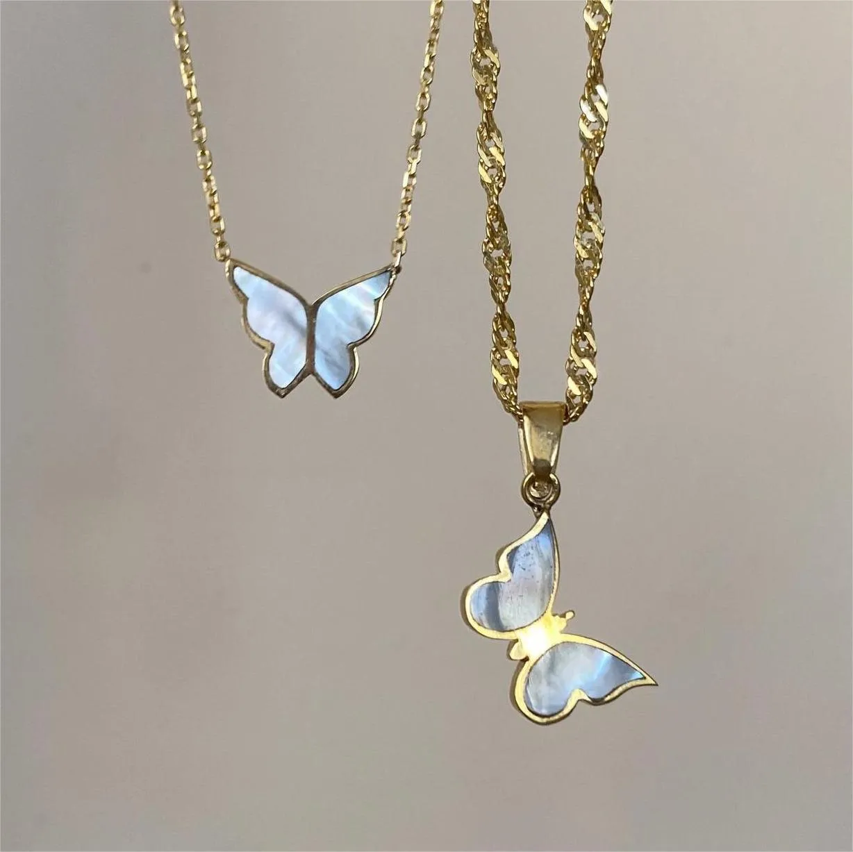 Electroplated 18K Golde Butterfly Necklace Women Clavicle Chain
