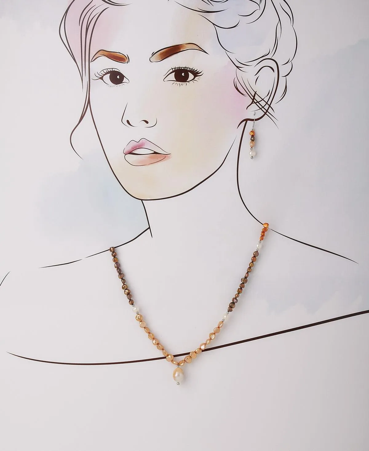 Elegant Dyed Pearl Necklace Set