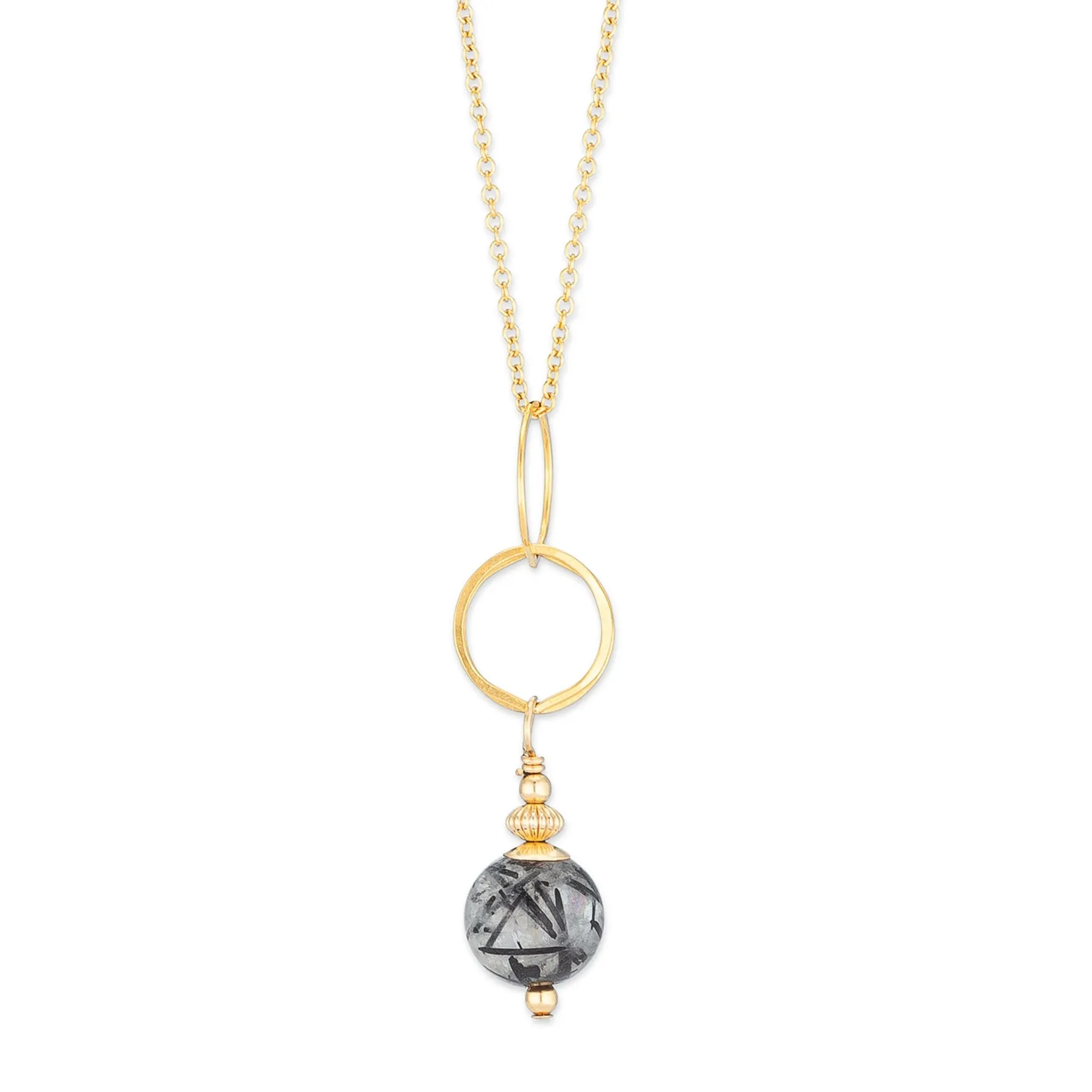 ella drop necklace with tourmilated quartz