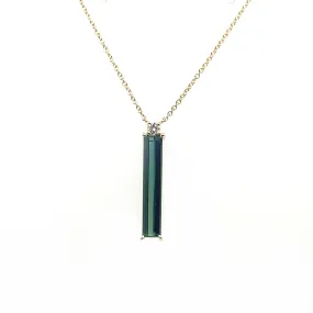Elongated Green Tourmaline & Diamond Necklace