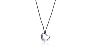 Elsa Peretti Silver Heart & Diamond Pendant Necklace