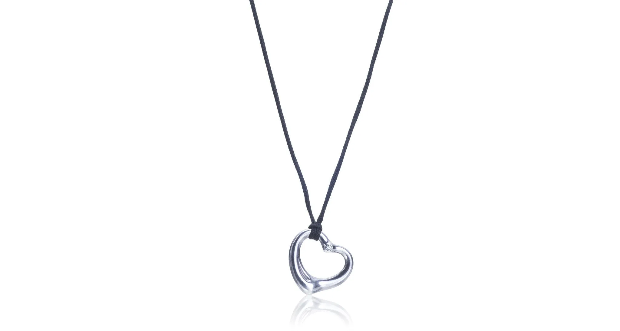 Elsa Peretti Silver Heart & Diamond Pendant Necklace